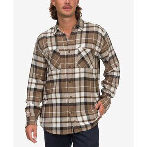 John Galt Flannel Shirt Brown Plaid Long Sleeve Button Up Soft Size S